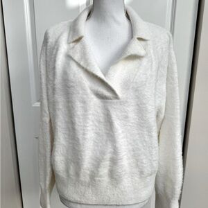 H&M - Ivory V-Neck Sweater with Relaxed Fit and Soft Texture